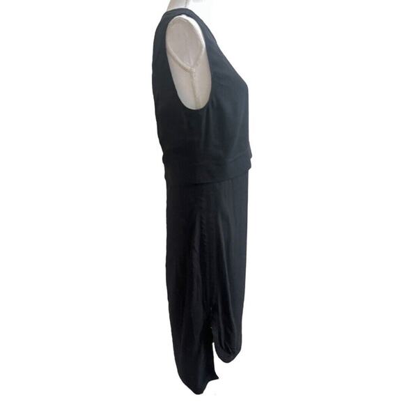 Helmut Lang Womens Black Shift Midi Dress Sleeveless Hi Lo Layer Sz 4 Back Zip - Picture 2 of 8